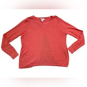 LOFT Coral Lightweight Textured Sweater with Open Back